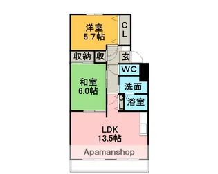 ラヴィーヌ新西方【2階】の間取り