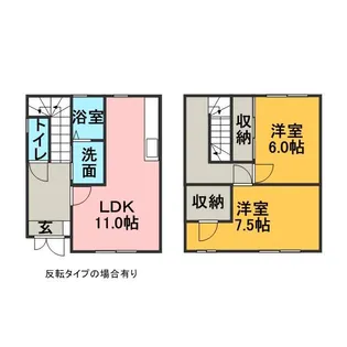 三重県桑名市新西方3丁目【テラスハウス】の間取り