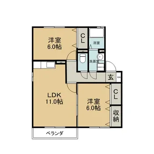 シェルクレール 四番館【2階】の間取り