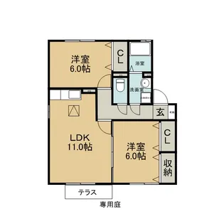 シェルクレール 参番館【1階】の間取り