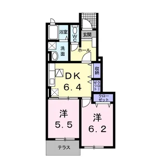 カーサ・イリーデB【1階】の間取り