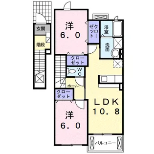 カーサ イリーデB【2階】の間取り
