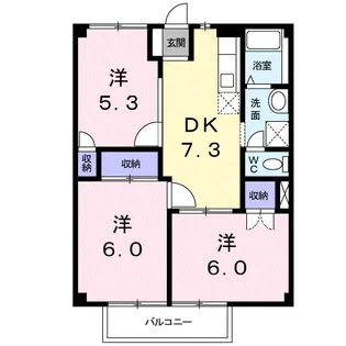 ウォーターバレータウンA【1階】の間取り