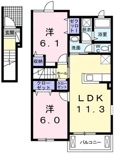 ロジュマン リアンB【2階】の間取り