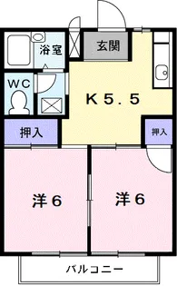 シティハイツ 暁【2-E号室】の間取り