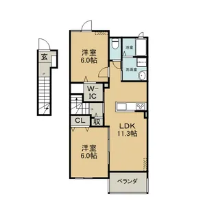 ヴィラ コンフォート【202号室】の間取り
