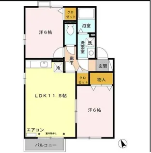 グランモアJ B【2階】の間取り