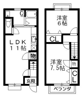 滋賀県長浜市宮司町【テラスハウス】の間取り