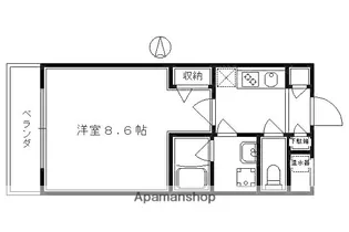 ROOTS神泉苑【208号室】の間取り
