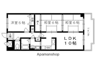 グランドハイツ洛南【6階】の間取り