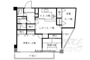 カルム長岡京【204号室】の間取り