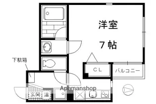 高瀬川ストゥーディオ【3階】の間取り