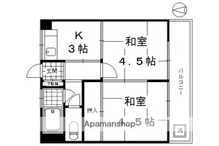 マンション千鶴荘【403号室】の間取り