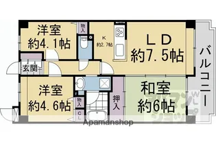 朝日プラザ伏見桂川【214号室】の間取り