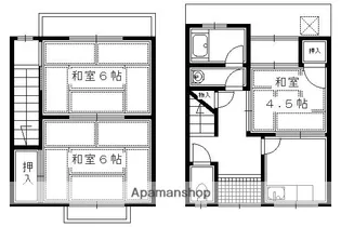京都府長岡京市調子1丁目【テラスハウス】の間取り