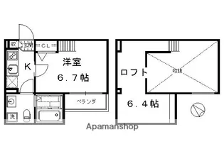グランツ京都西大路【205w号室】の間取り