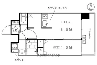 プレサンスTHE KYOTO 彩美【703号室】の間取り