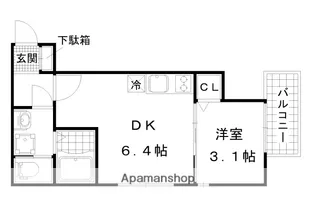 ハーモニーテラス深草坊町【102号室】の間取り