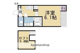 アンソレイエ椥辻【102号室】の間取り