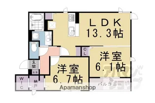 DーROOM三条大橋【302号室】の間取り