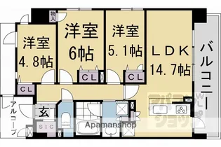 エスリード京都梅小路公園【7階】の間取り