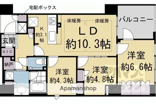 ザ・パークハウス堀川六角【301号室】の間取り