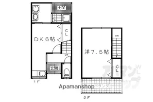京都府京都市山科区西野楳本町【テラスハウス】の間取り