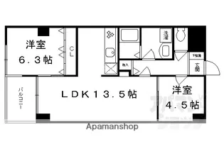 シンフォニー四条河原町【303号室】の間取り