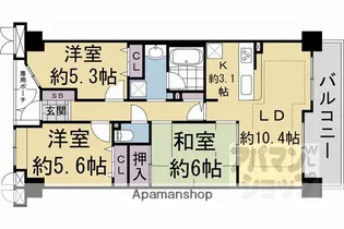 ライオンズマンション四条大宮ガーデンシティ【307号室】の間取り