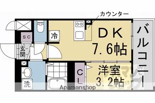ファステート京都ステーションウォズ【7階】の間取り