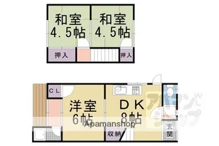 京都府長岡京市一文橋2丁目【テラスハウス】の間取り