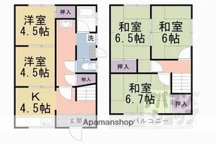 京都府京都市山科区御陵山ノ谷【一戸建】の間取り