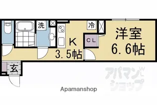 ラグーン京都六条【103号室】の間取り