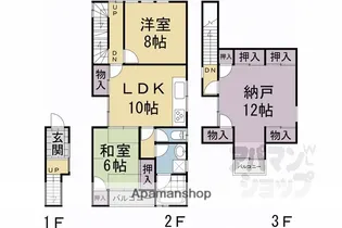 京都府京都市南区東九条中殿田町【一戸建】の間取り