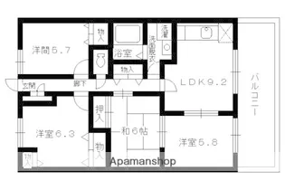 エスポワールKYO【1階】の間取り