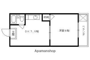 1DKの間取り画像