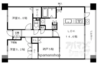 グランブルー御池高倉【11F号室】の間取り