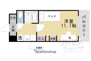 ドーミー山科東野【II-別号室】の間取り