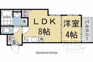 フラッツ六地蔵【3階】の間取り