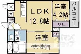 フラッツ六地蔵【1階】の間取り