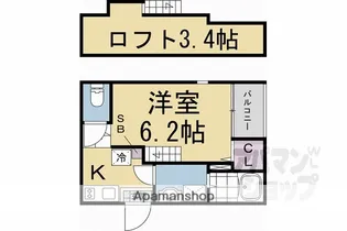 KYO MAISON伏見【102号室】の間取り