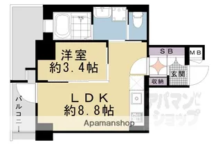 ジオエント四条大宮【301号室】の間取り