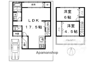 唐橋羅城門町貸家【1号室】の間取り