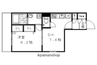 サウスコンフォート【101号室】の間取り