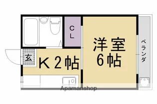 二軒茶屋マンション【B13号室】の間取り