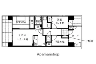 コスモシティ三条西洞院【2F号室】の間取り