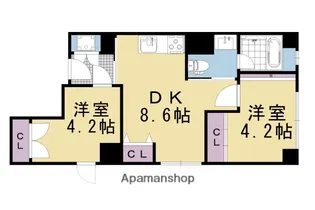 GRAND LATTICE SAYAMACHI【101W号室】の間取り