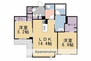 カーマイン ピノ四条堀川【202号室】の間取り