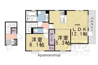くわでん【201号室】の間取り