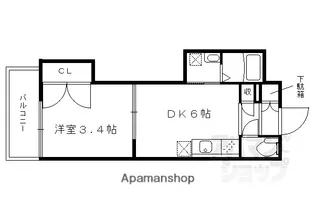 アクアプレイス京都二条城北【303号室】の間取り